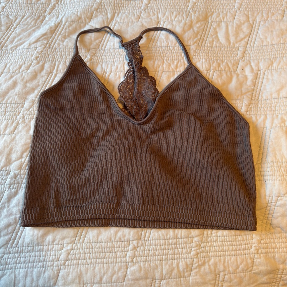 Daytrip Tan Lace-Back Top